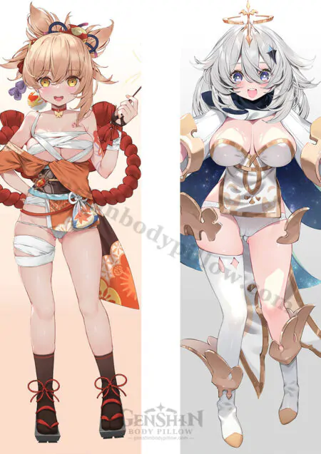 genshin impact yoimiya paimon dakimakura